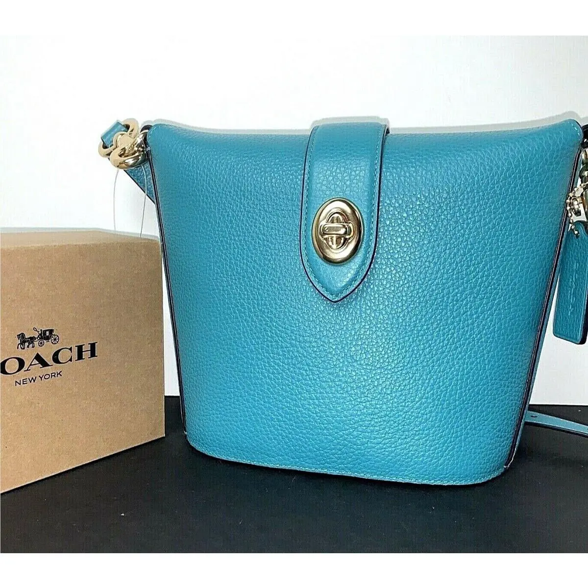 Coach Pebble Leather Addie Crossbody Teal C2814