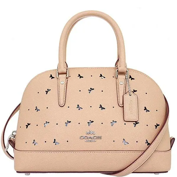 Coach Perforated Crossgrain Leather Mini Sierra Satchel 59346 Sv/beechwood - Exterior: Silver/Beechwood