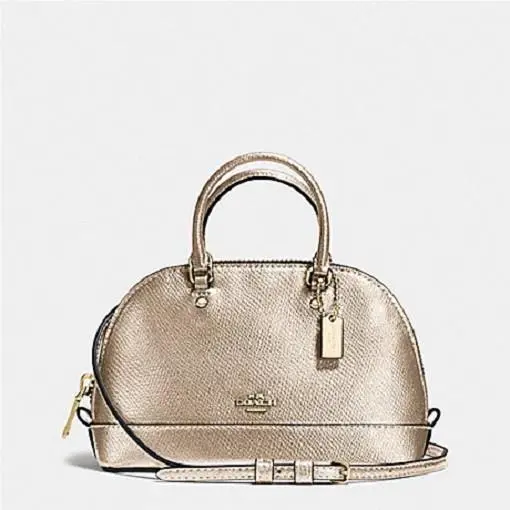 Coach Platinum Gold Leather Mini Sierra Evening Satchel Crossbody Bag F22315