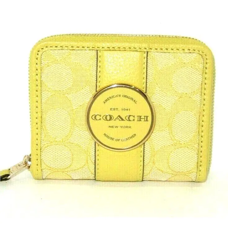 Coach C8323 Lonnie Small Zip Around Wallet Retro Yellow Signature