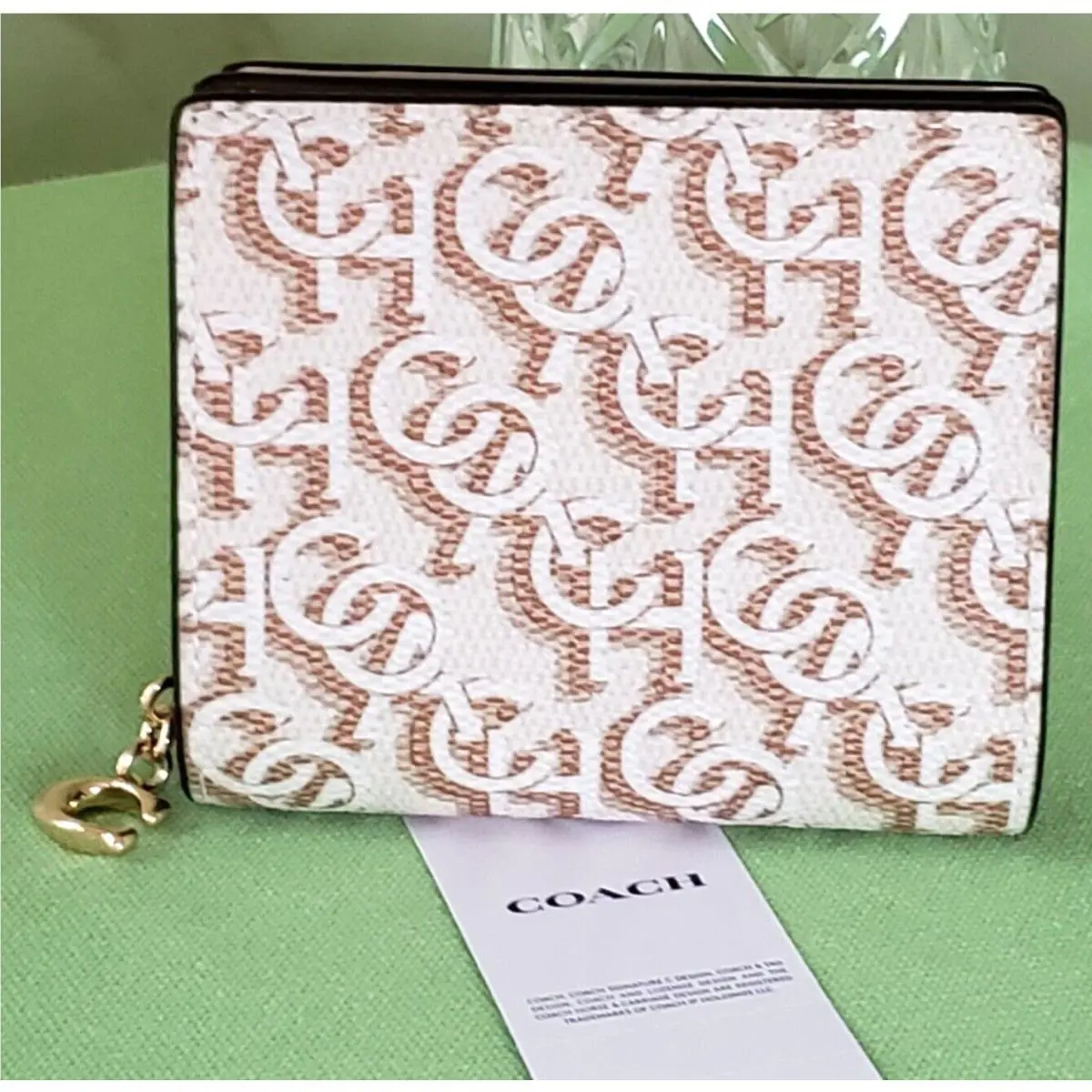 Coach Snap Wallet Coach Monogram Print:nwt Chalk CF522