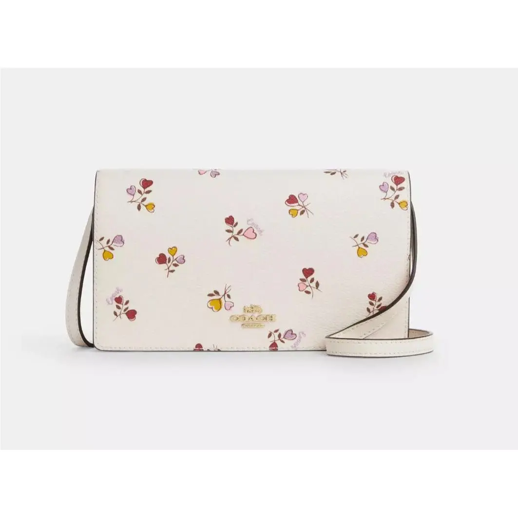 Anna Heart Floral P Signature Coated Canvas Foldover Xbody/clutch CX596 by Coach
