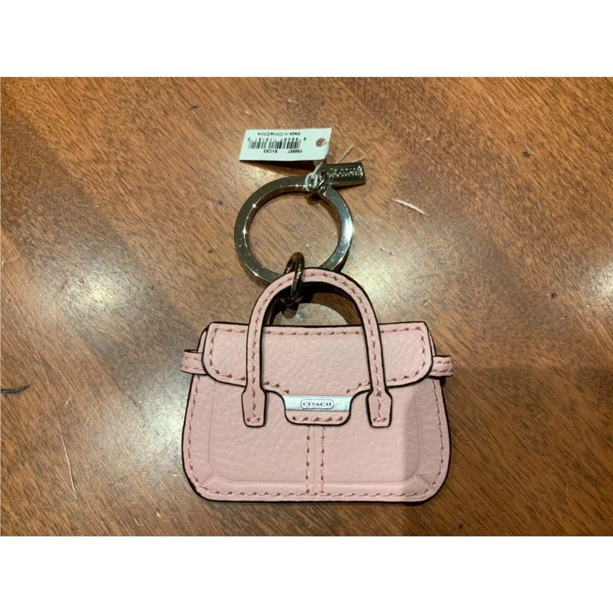 Coach Pink Tayler Leather Handbag Keychain Key Ring /fob 68557