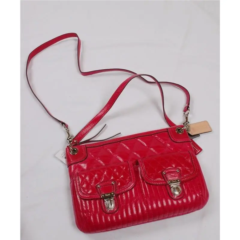 Coach Poppy Quilted Leather Pocket Hippie Crossbody 19856 Fuchsia