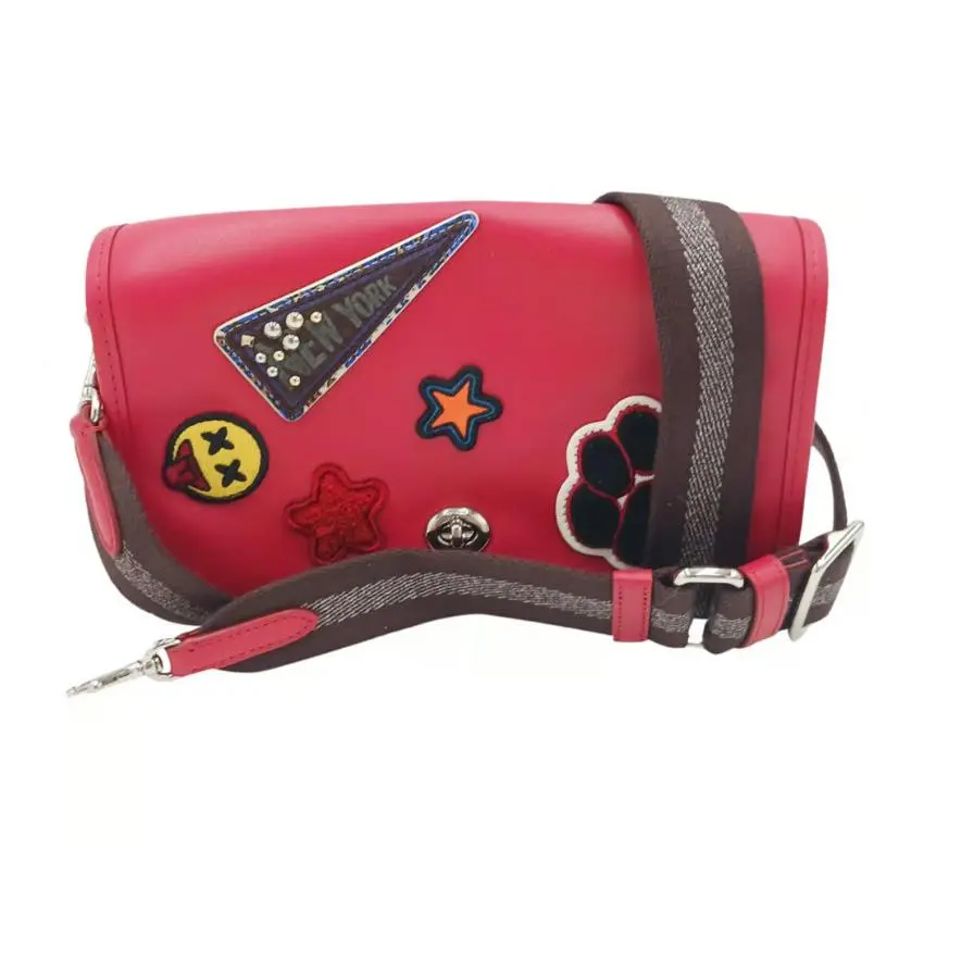 Coach F20912 Penny Red Patchwork Turnlock Crossbody with Webbed Detachable Strap