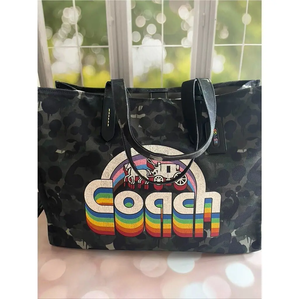 Tote 42 Camo Print Canvas Tote CA303 Green/ Blue Multi by Coach