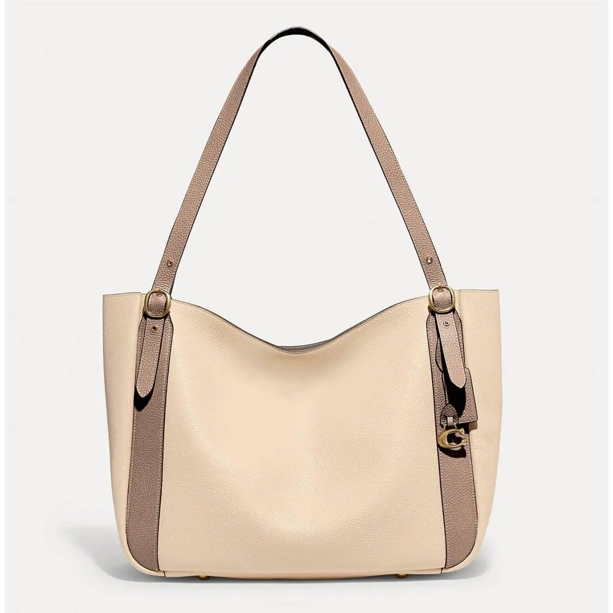 Coach C8366 Alana Polished Pebble Leather Colorblock Tote Ivory Multi