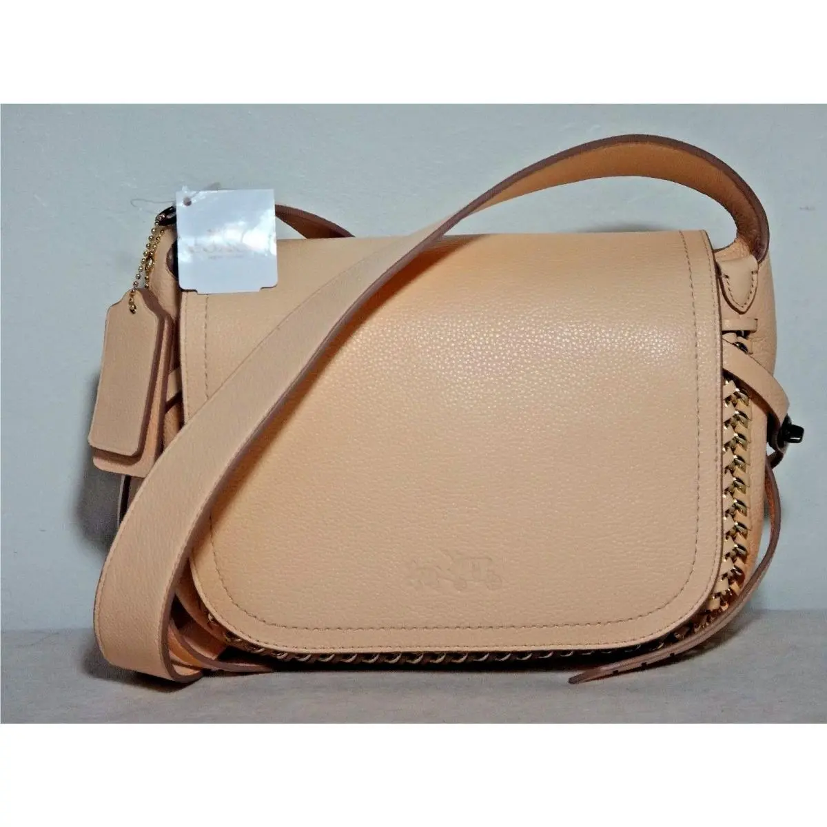 Coach Dakotah 21 Whiplash Leather Crossbody Light Appricot