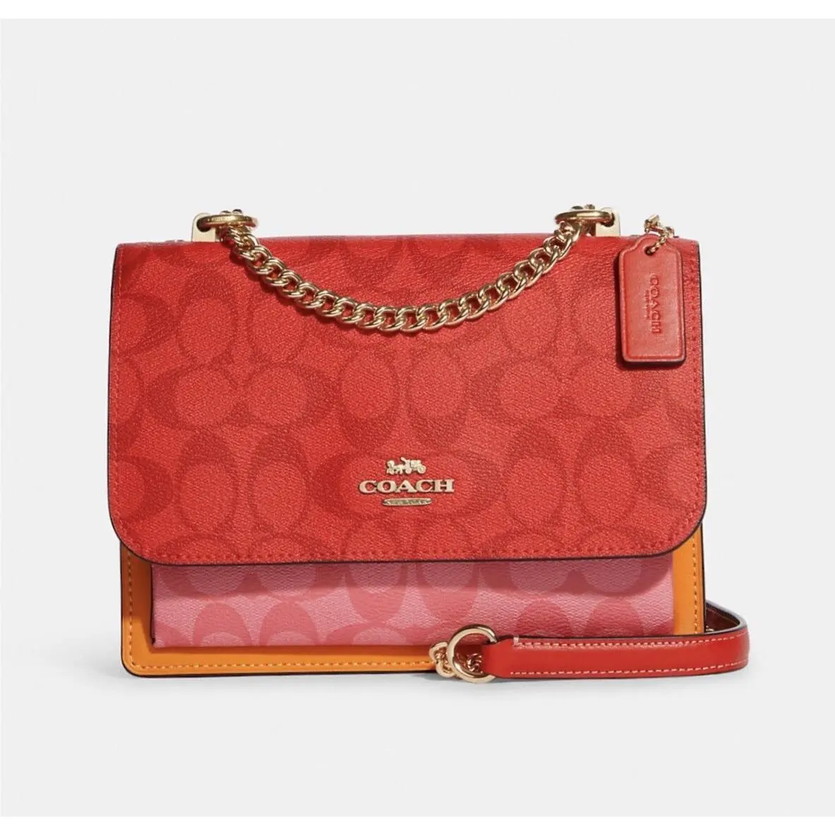 Coach Klare Crossbody In Blocked Signature Canvas Im/miami Red Multi
