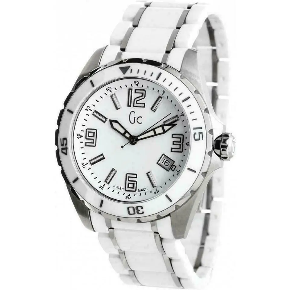 GC  Collection XL Silver+white 2 Tone Ceramic Swiss Watch X85009G1S by Guess