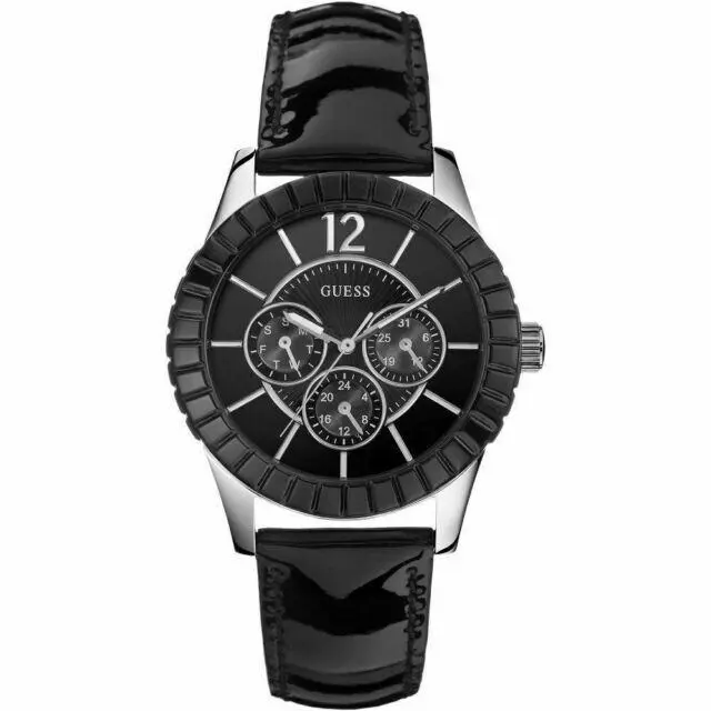 Guess Black Shiny Strap Black Dial Women`s Multifunction Watch Patent W95134L2