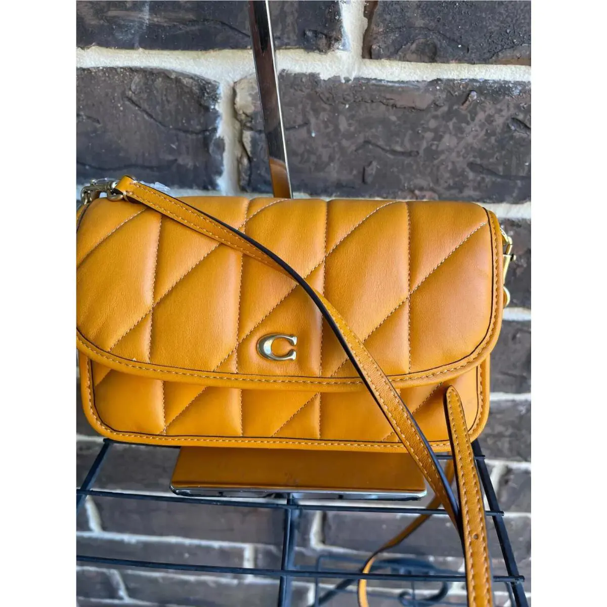 Coach Hayden Quilted Pillow Leather Crossbody C8571 Papaya Yellow