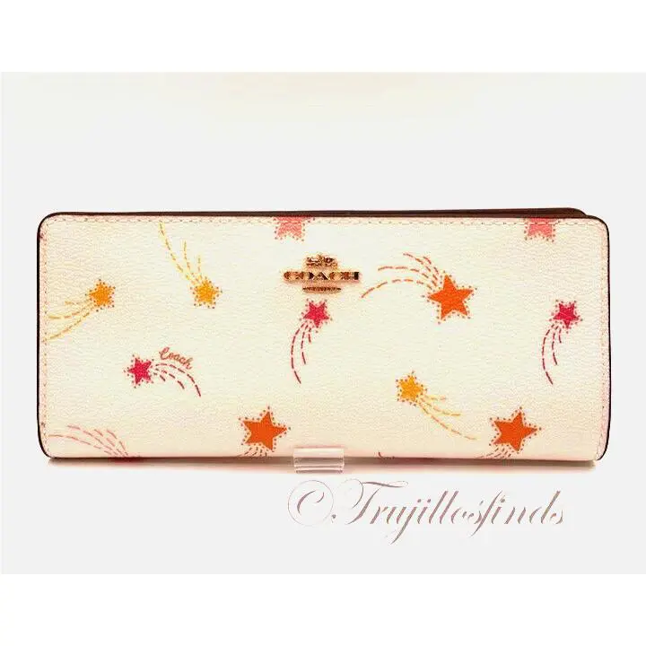 Coach Slim Zip Wallet with Shooting Star Print Chalk Multi CF330 P1