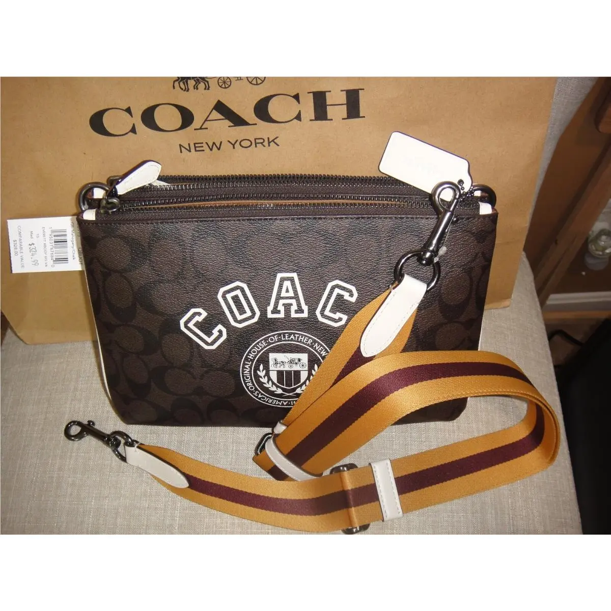 Coach Signature Everett Crossbody Varsity Motif Bagmsrp $328.00100%Authentic