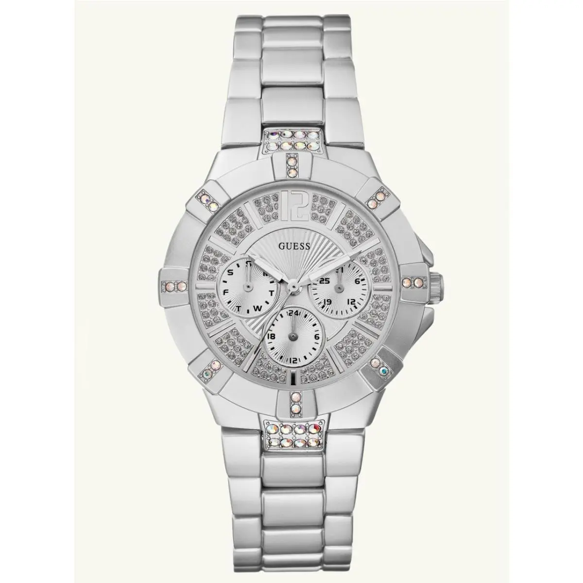 Guess Lady`s U12657L1 Dazzling Watch - Silver - Band: Gold