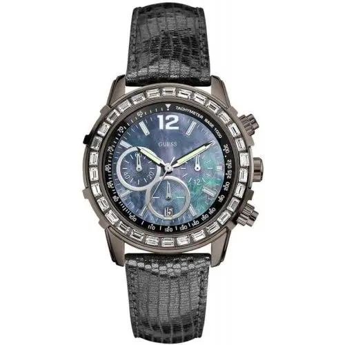 Guess Women`s U0017L3 Green Leather Strap Quartz Watch
