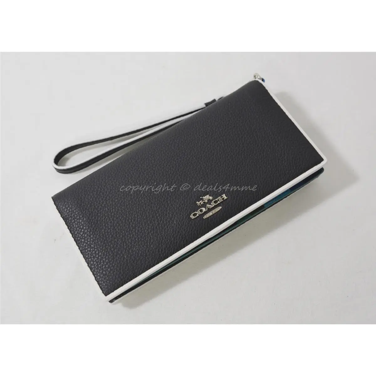 Coach 55295 Tricolor Edgestain Slim Wallet in Black/green/blue