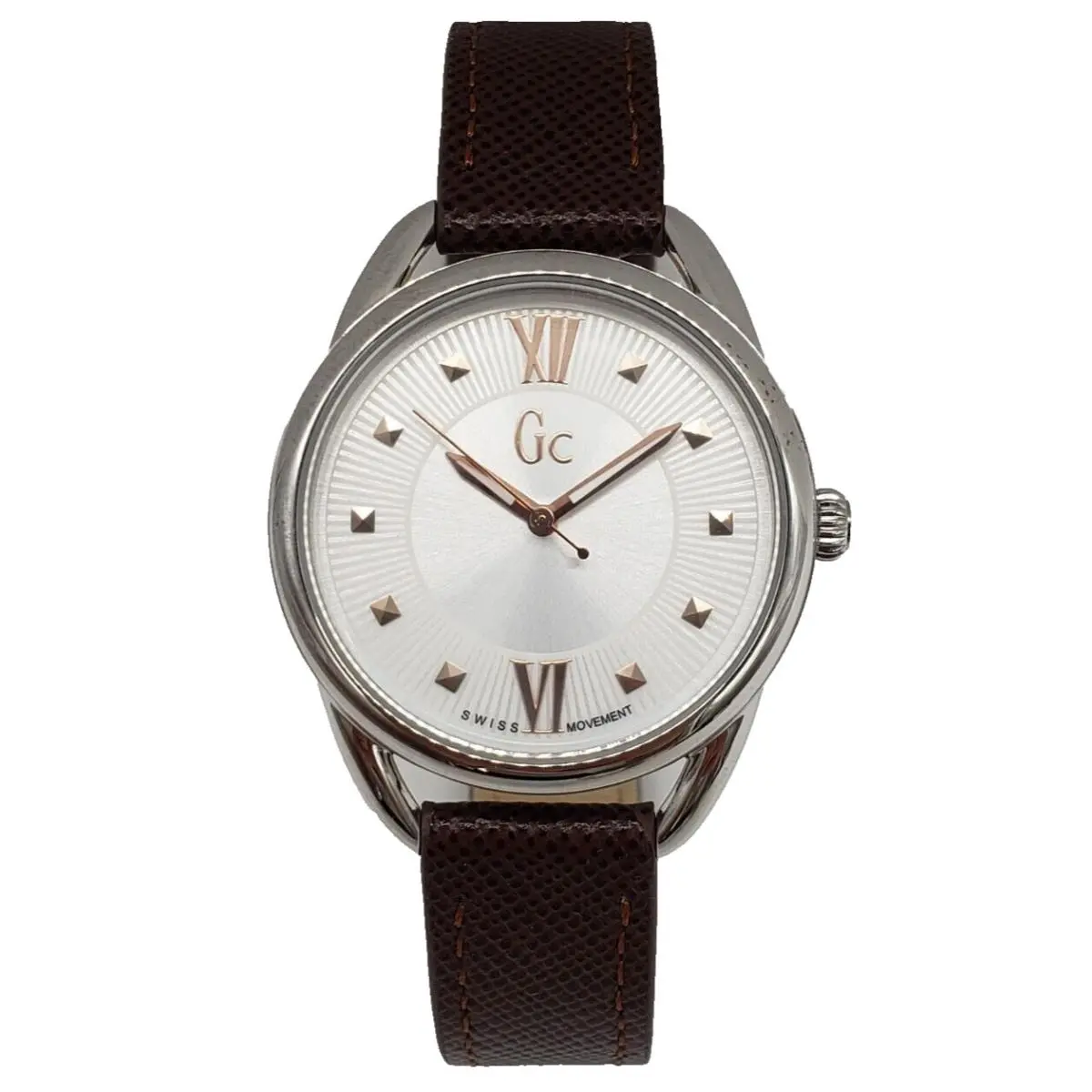 Collection Brown Leather Strap 32mm Women`s Watch Swiss Roman Y13006L1 by Guess