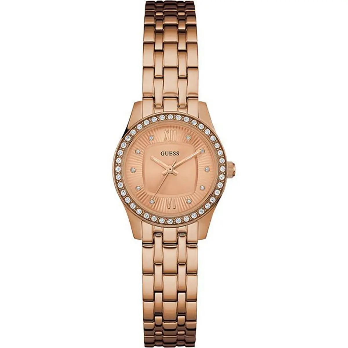 Women Dress Stainless Steel Rose Gold-tone Crystal Accented Bezel W0762L3 by Guess