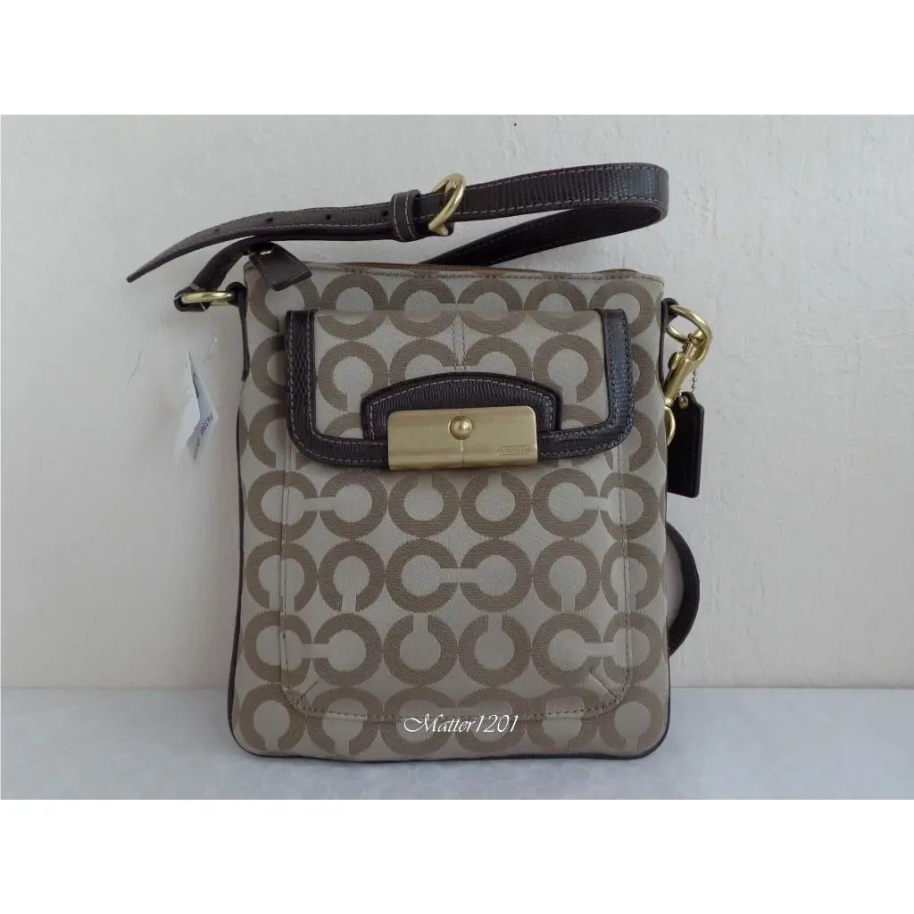 Coach F47395 Kristin Op Art Swingpack Khaki/mahogany