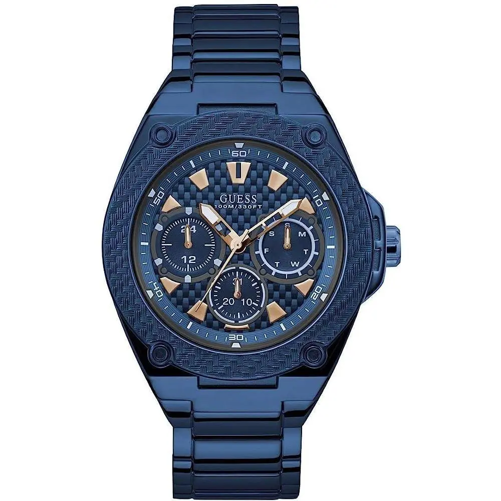 Guess Men`s Legacy Blue Dial Quartz Watch - W1305G4 - Dial: Blue, Band: Blue
