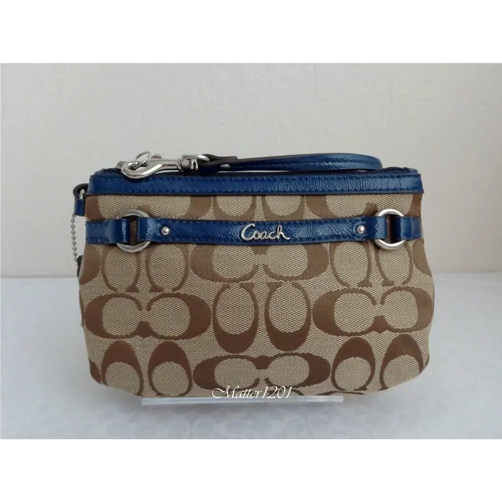 Coach F48299 Gallery Signature Medium Wristlet Khaki/navy