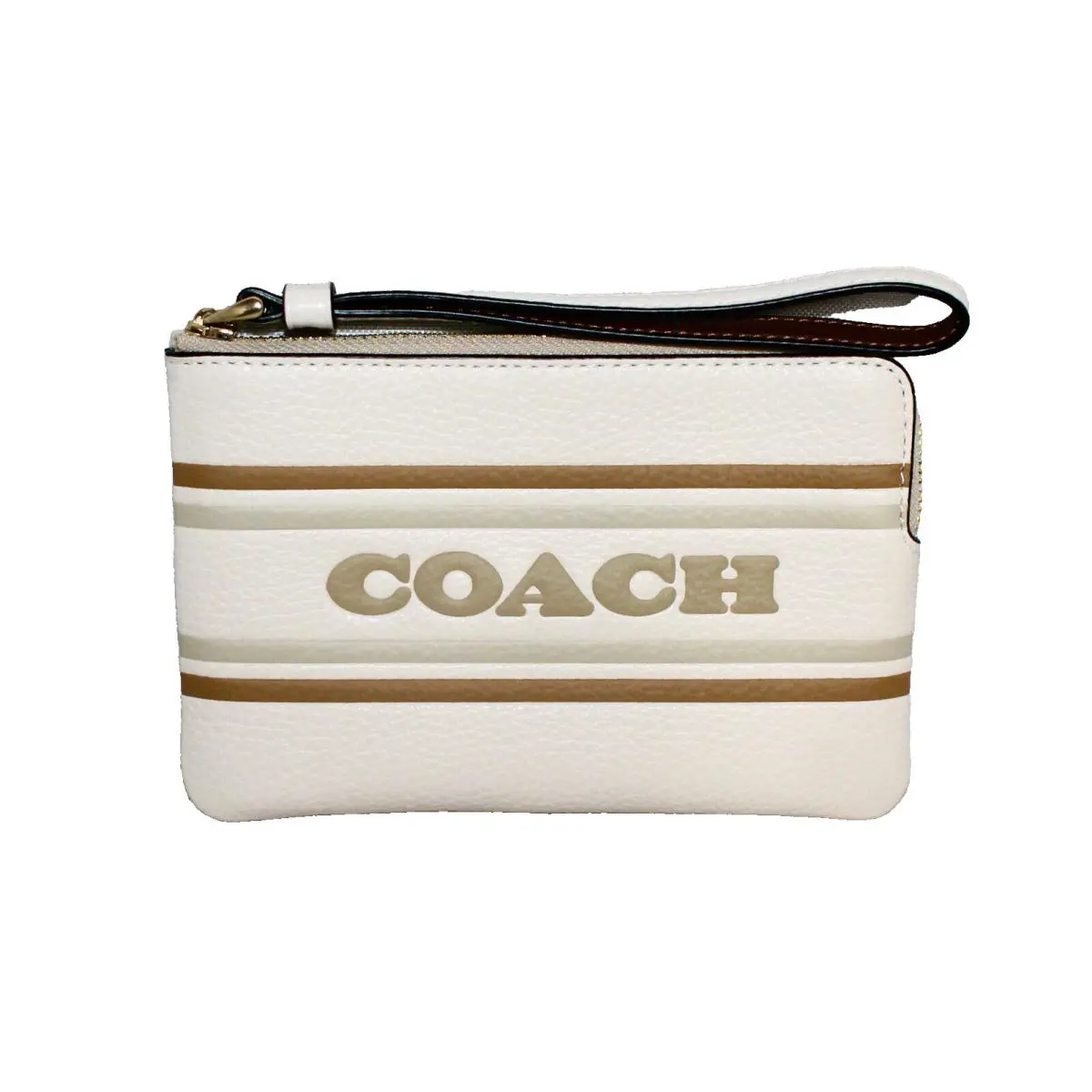 Coach Leather Corner Zip Wristlet Coach Stripe Wristlet Chalk Multi Gift Box