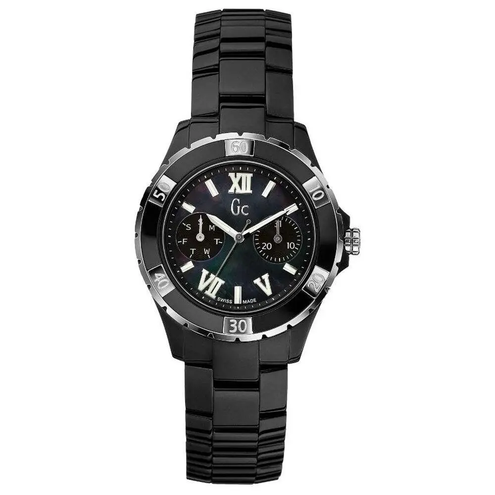 Guess Collection GC X69002L2S Black Ceramic Silver Steel Women`s Watch - Dial: Silver, Black, Band: Silver, Black, Bezel: Silver, Black