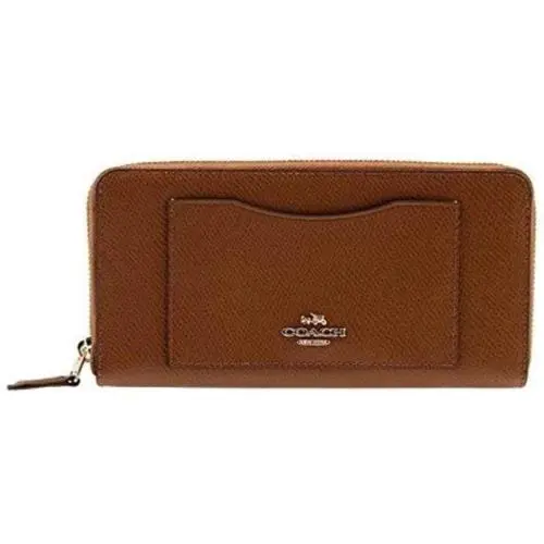 Coach F54007 Crossgrain Leather Accordion Zip Wallet Saddle Below Retai