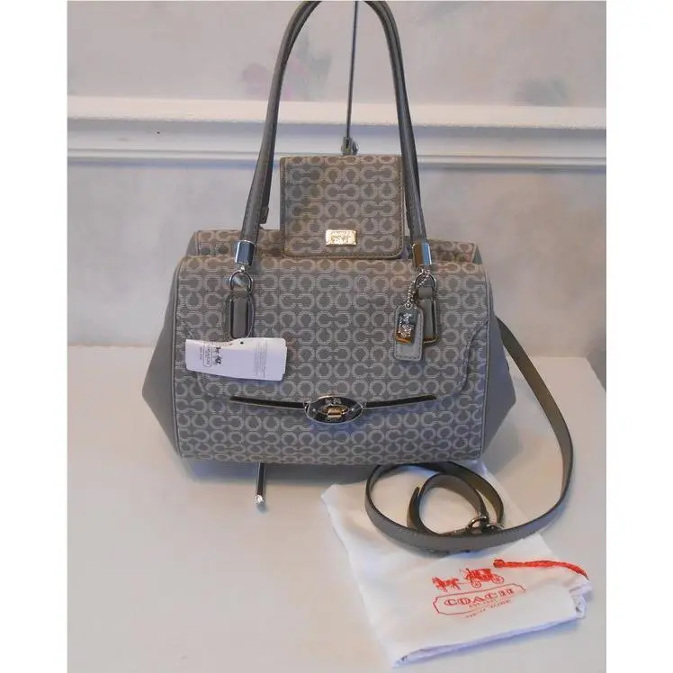 Nwtcoachmadison Needlepoint Op Art Satchel 25215+Madison Needlepoint wallet25215