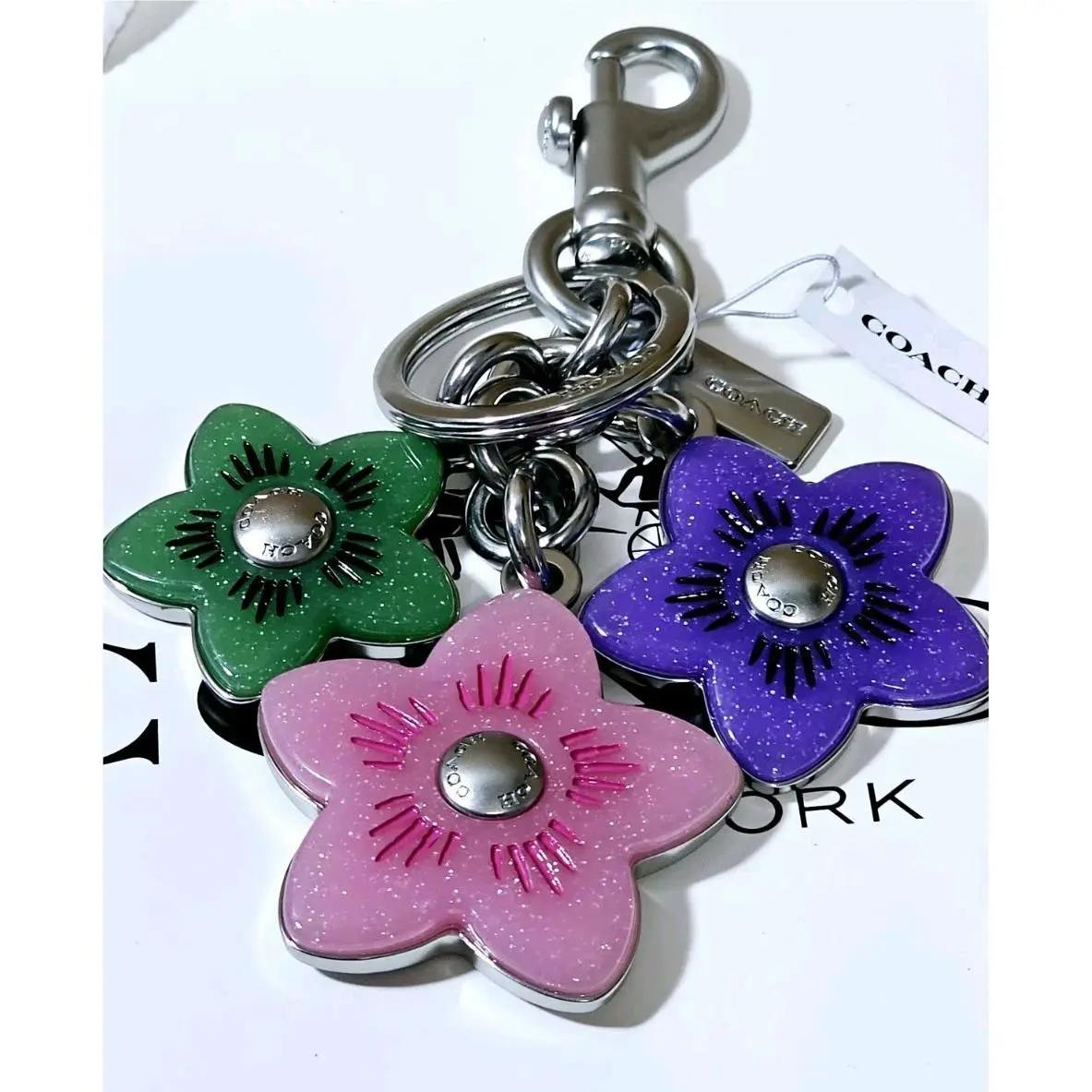 Wildflowers Floral Cluster Bag Charm Keychain Flower Pink Multi CR924 by Coach