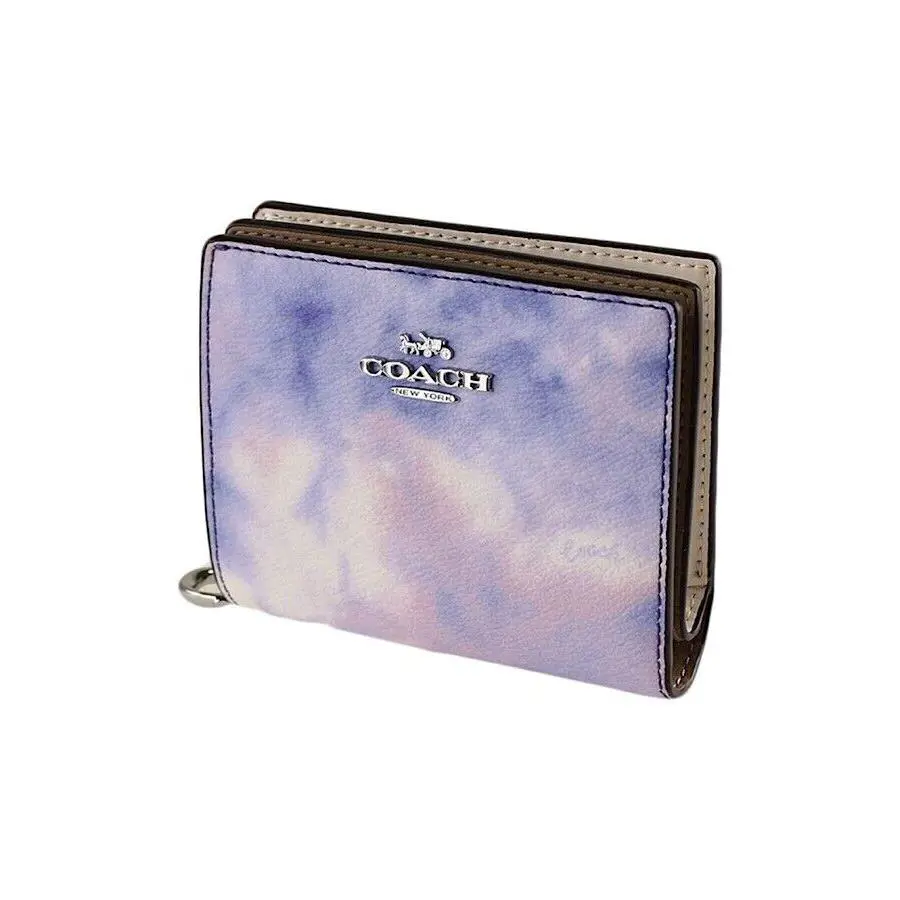 Coach Snap Wallet with Tie Dye Print Sv/purple/pink Multi Style C4532 - Sv/Purple/Pink Multi