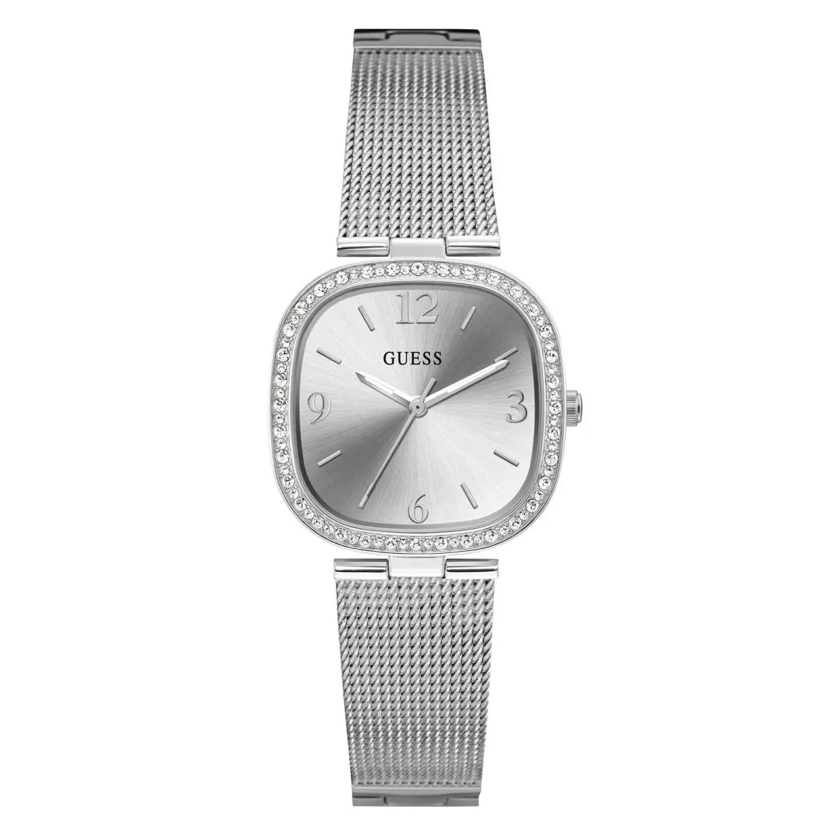 Guess Ladies Tapestry Diamonds Silver Dial Mesh Bracelet Watch - GW0354L1
