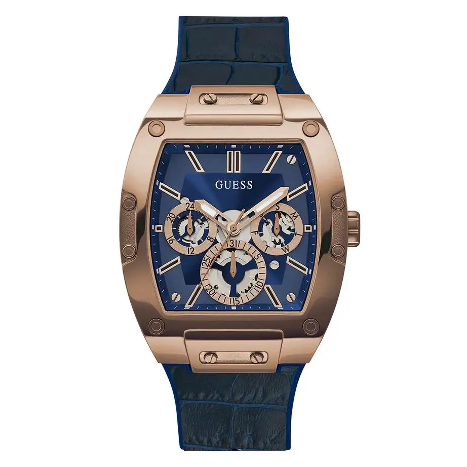 Guess Men`s Blue Gold Tone Multi-function Quartz Watch - GW0202G8
