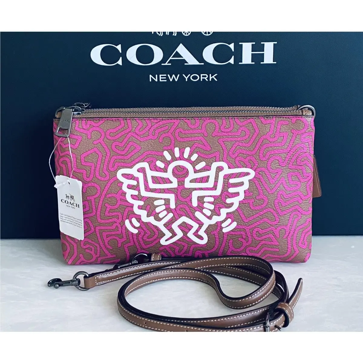 Coach X Keith Haring Bright Fuchsia/sad Lyla Graphic Print Crossbody 11773
