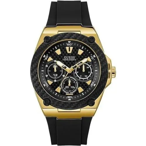 Guess Men Stainless Steel Quartz Watch with Silicone Strap U1049G5