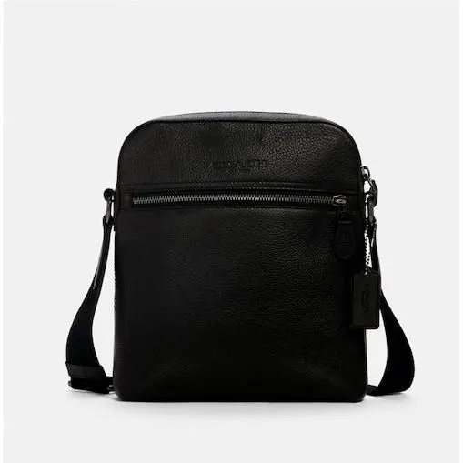 Men Houston Flight Gunmetal/black Refined Pebble Leather Messenger - 4011 by Coach