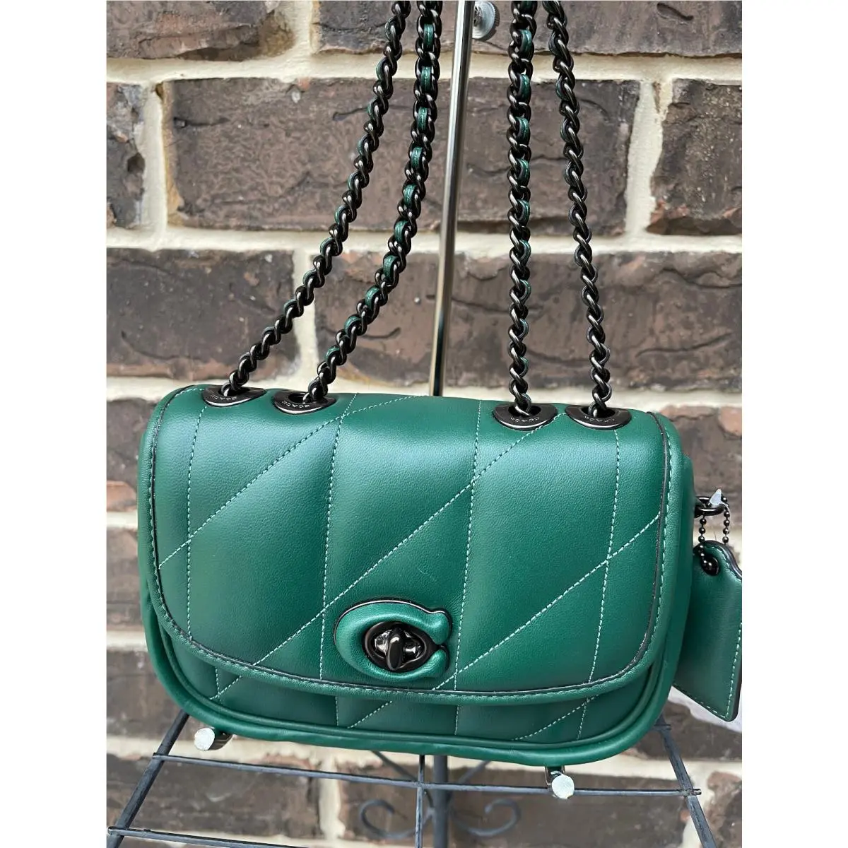 Coach Pillow Madison 18 Small Nappa Leather Shoulder Bag Pine Green
