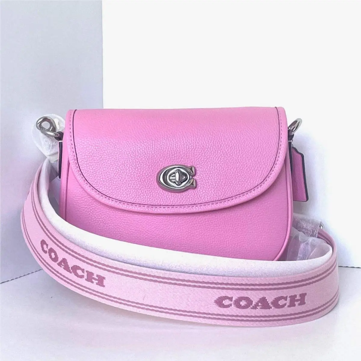 Coach Willow Pebbled Leather Saddle Shoulder Bag Lime Green CA094