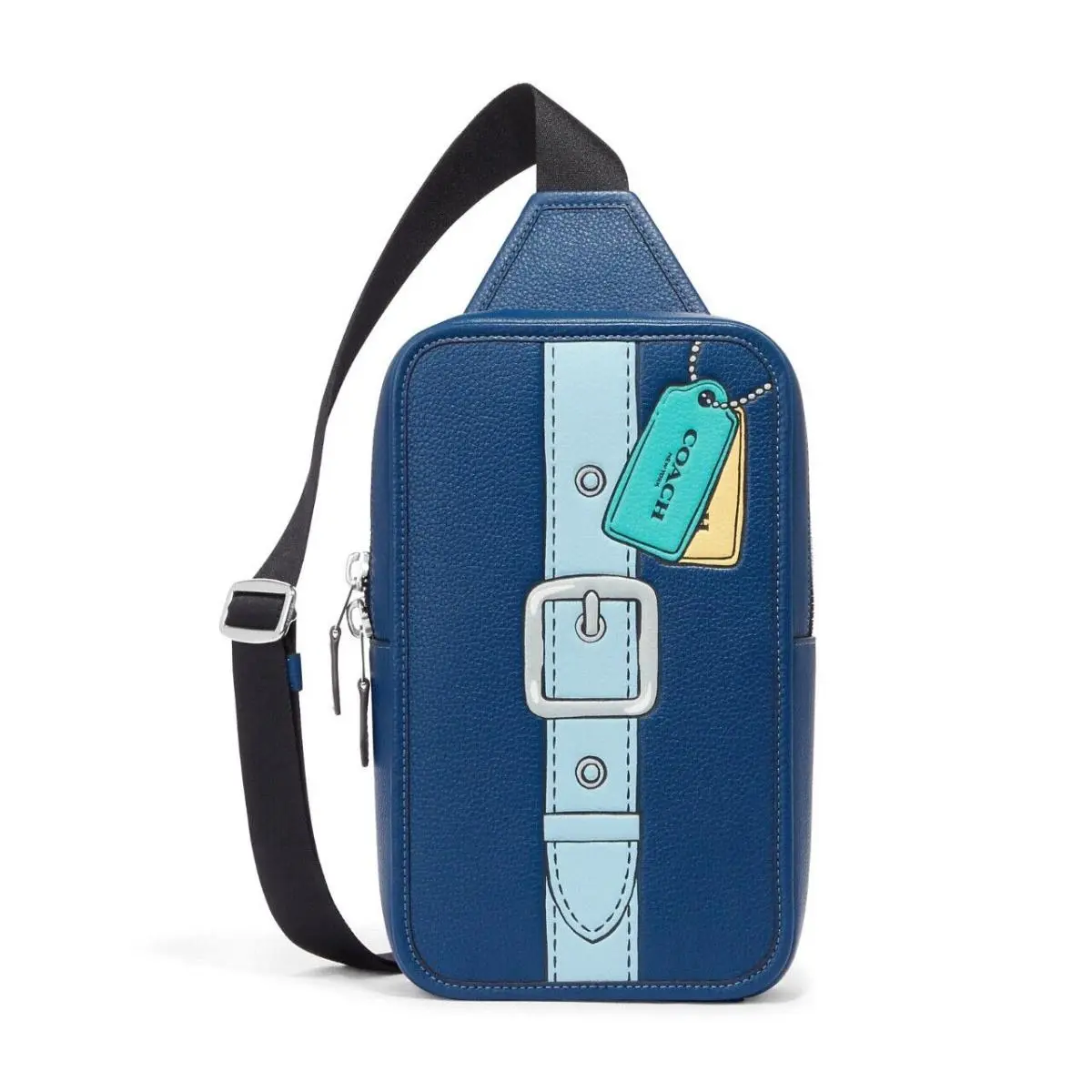 Coach Sullivan Leather Backpack with Trompe L`oeil Print True Blue Multi CH232