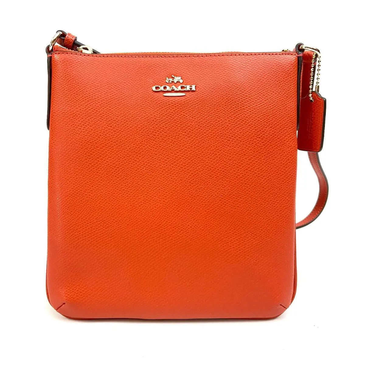 Coach North South Crossgrain Leather Crossbody F36063 Carmine - Exterior: Carmine, Hardware: Gold