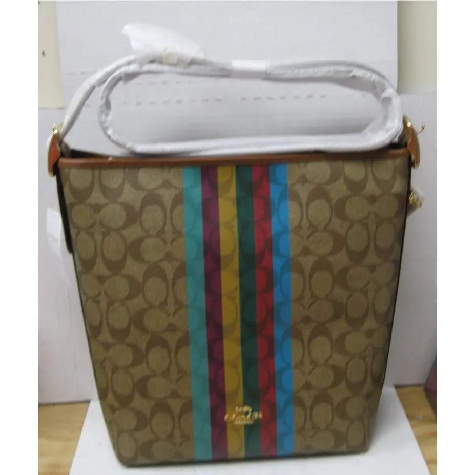 Coach Val Duffle In Signature Canvas with Stripe Handbag Style C5641