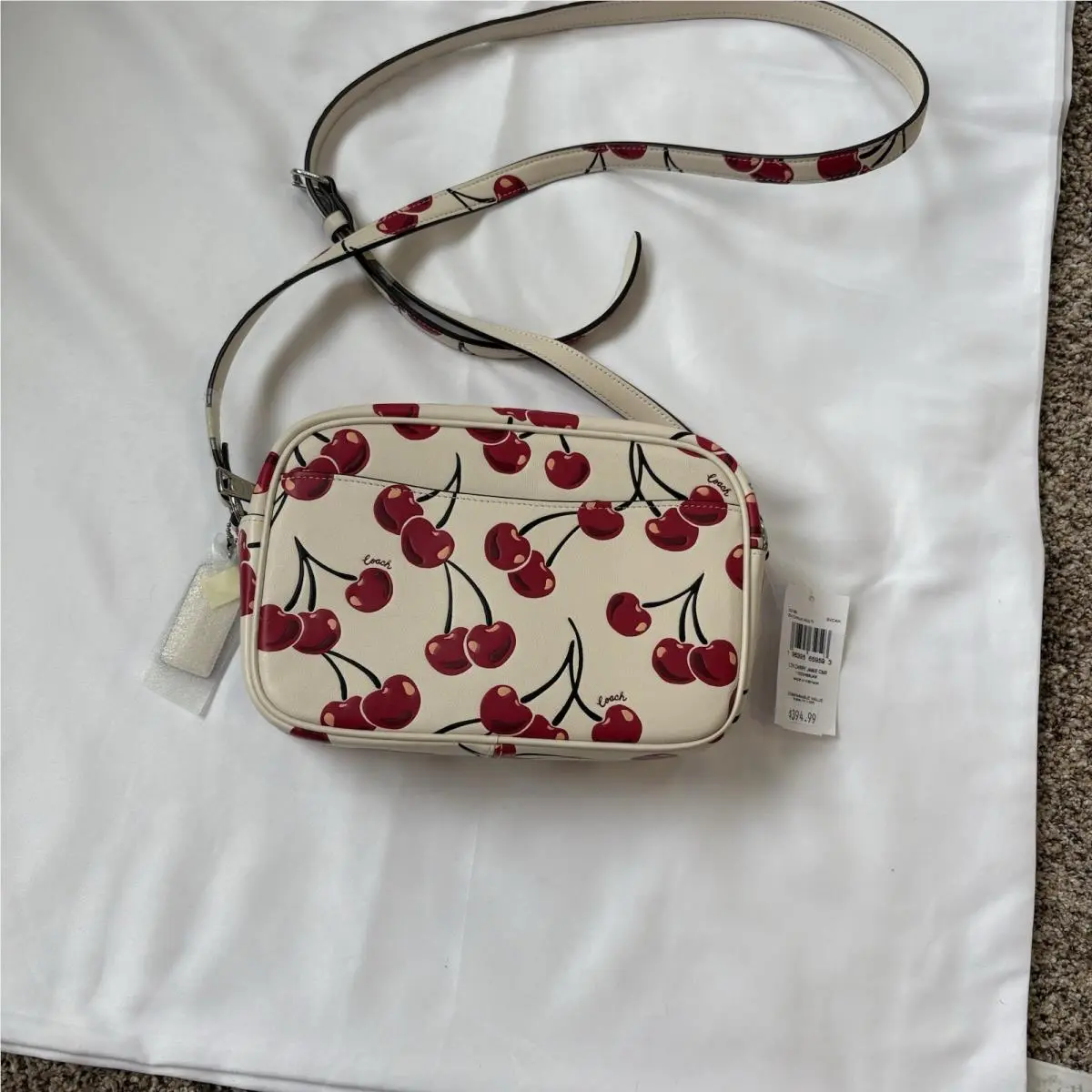 CAB04 Mini Jamie Camera Bag In Smooth Leather Cherry Print Purse Handbag by Coach