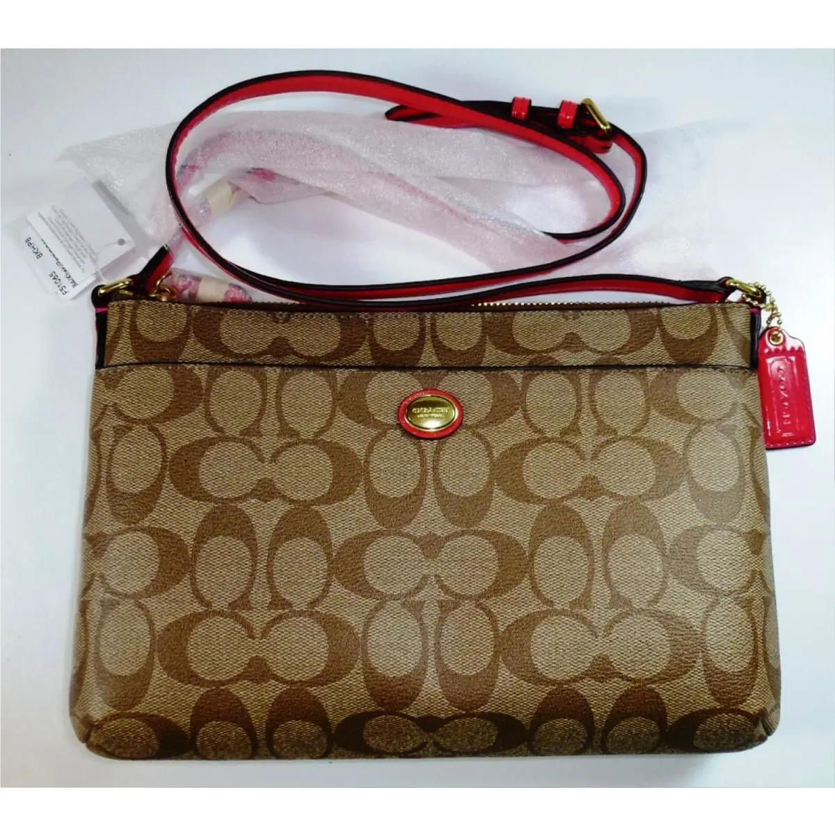 Khaki Persimmon Peyton Signature East West Swingpack Bag K82 by Coach
