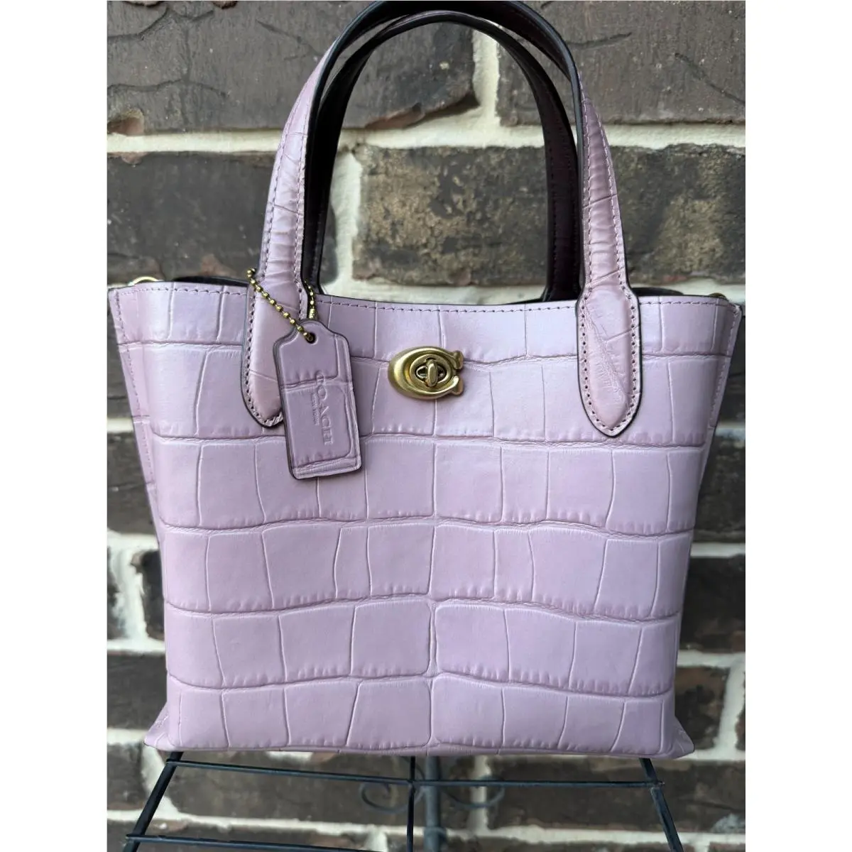 Coach Crocodile-embossed Leather Willow 24 Tote Ice Purple C8632