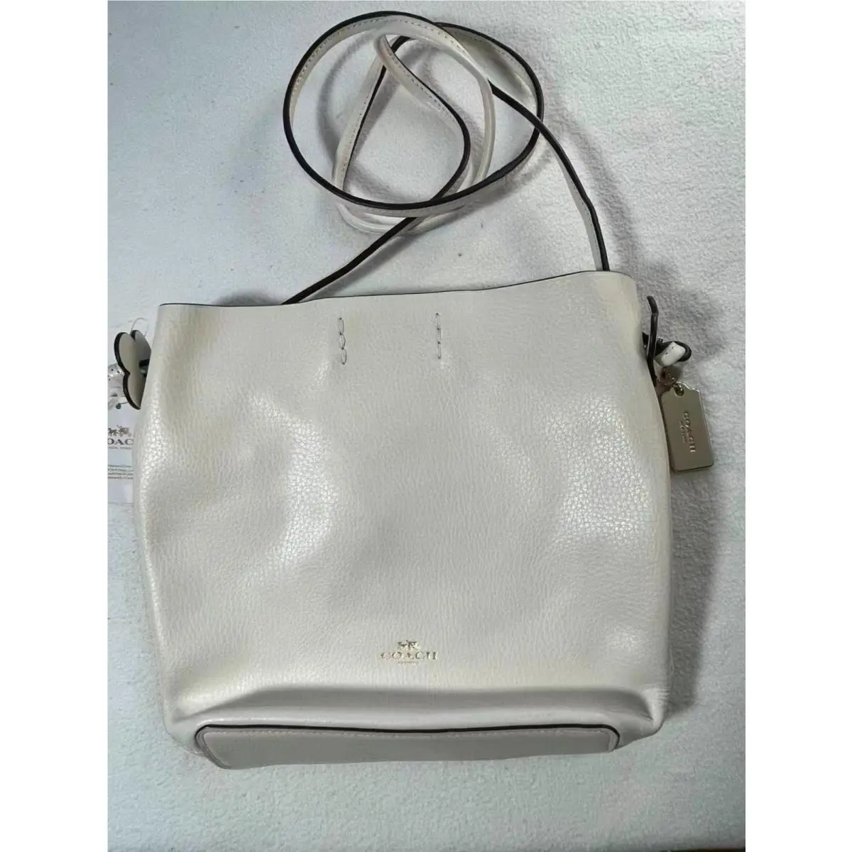 Coach Derby Crossbody Bag F58661 Pebbled Chalk Leather