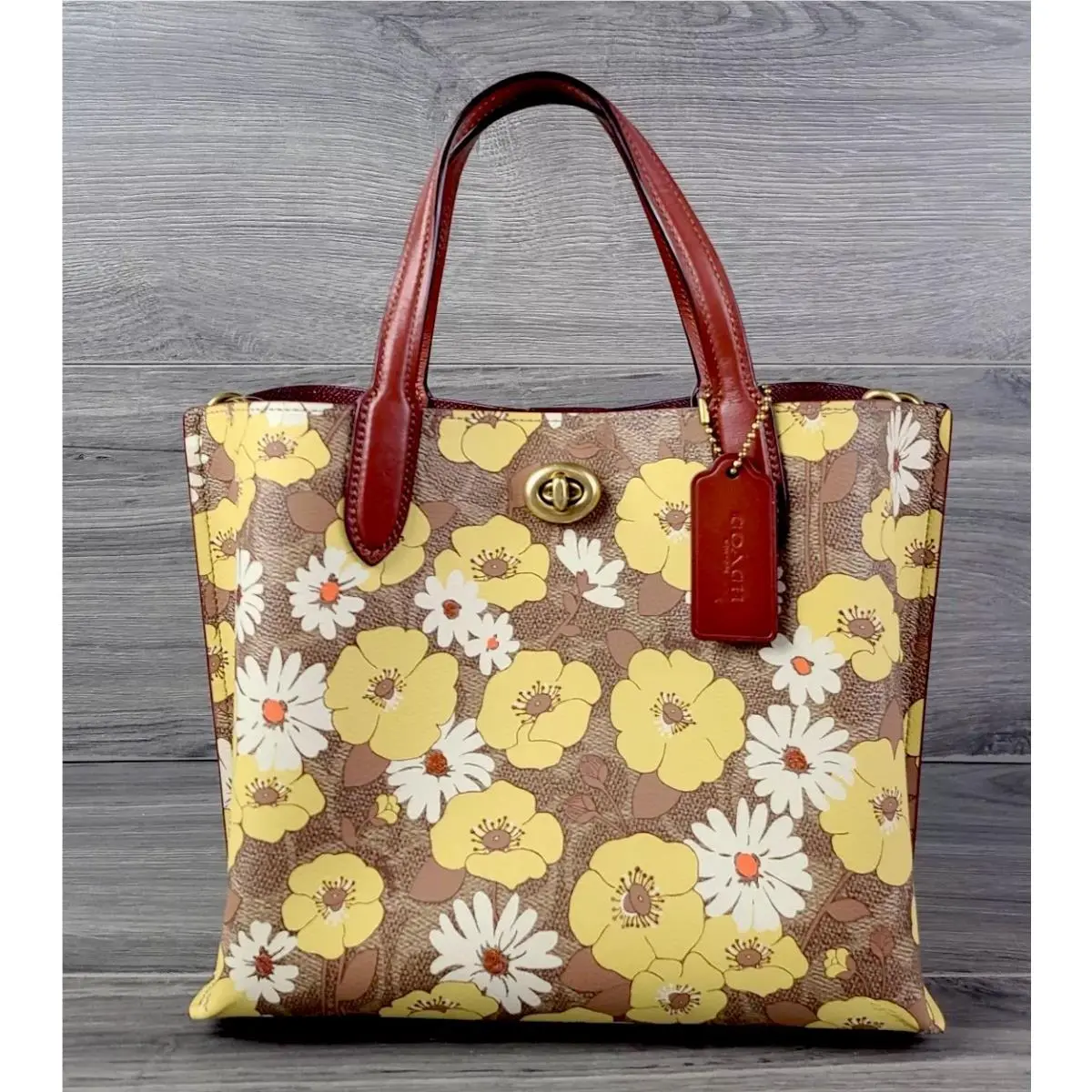 Coach Tote Signature Floral Willow 24 Handbag C9721 Tan Rust Multi