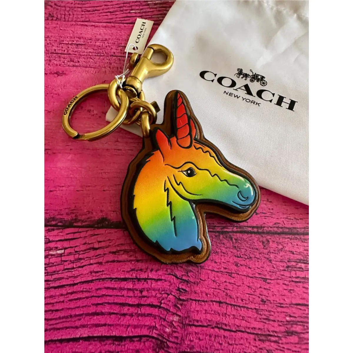 Coach Rainbow Unicom Bag Charm Key Ring 1226