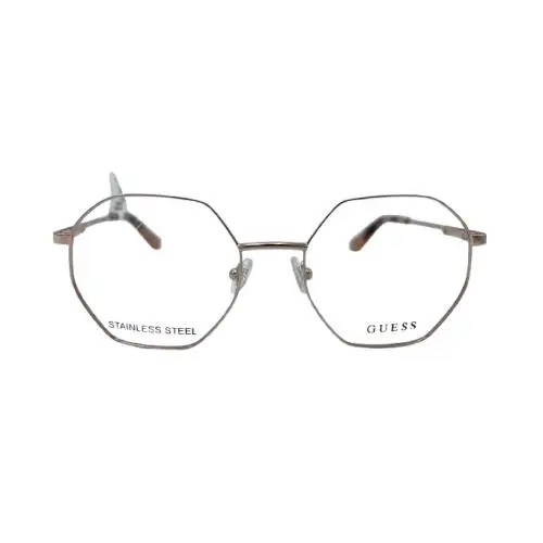 Women Guess GU2849 028 Rounded Edges Shiny Rose Gold Designated Eyeglasses