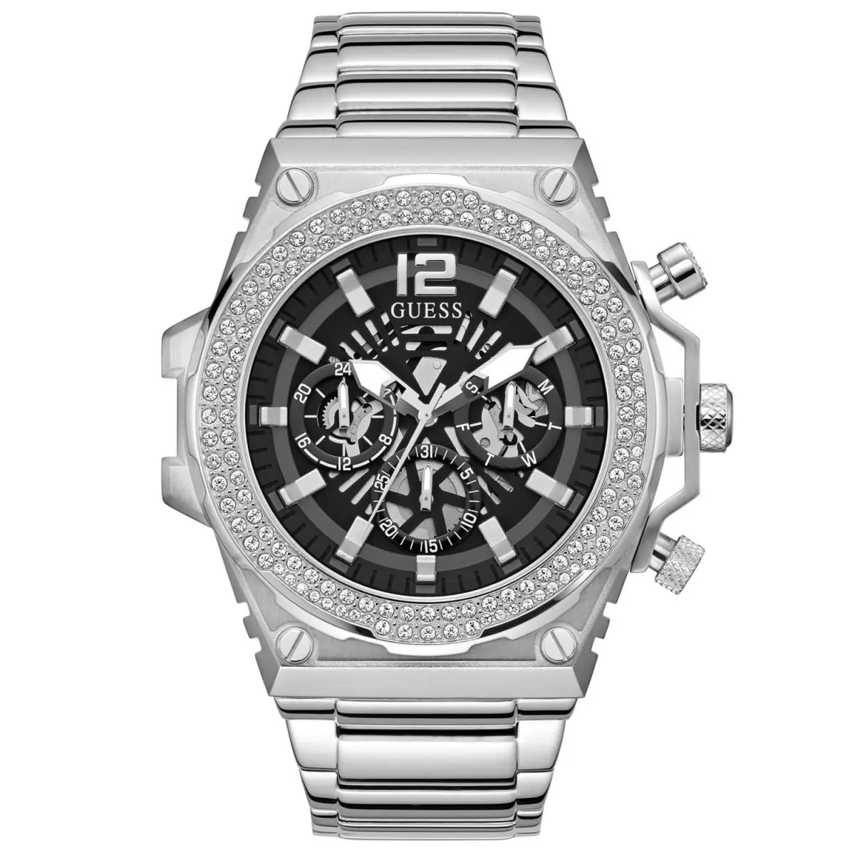 Guess Men`s Watch Classic Quartz Black Dial Stainless Steel Bracelet GW0632G1
